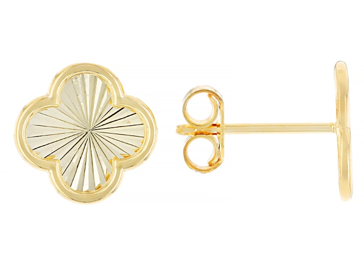 10k Yellow Gold Sunburst Clover Stud Earrings
