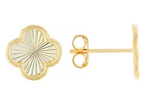 10k Yellow Gold Sunburst Clover Stud Earrings