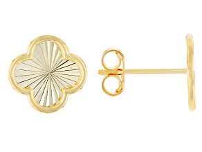 10k Yellow Gold Sunburst Clover Stud Earrings