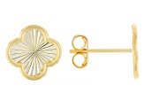 10k Yellow Gold Sunburst Clover Stud Earrings