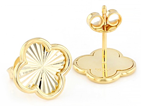 10k Yellow Gold Sunburst Clover Stud Earrings