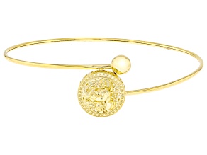 10k Yellow Gold Medusa Coin Bypass Bangle Bracelet