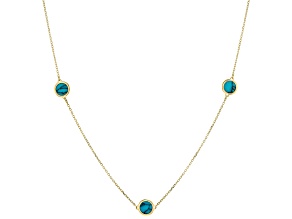 10k Yellow Gold Turquoise Simulant Station Necklace