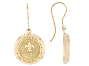 24k Yellow Gold 12mm Florence Lily 1g Ingot with 10k Yellow Gold Rope Frame Earrings