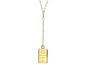24k Yellow Gold 1g Classic Ingot with 10k Yellow Gold Frame Paperclip Chain Y-Necklace