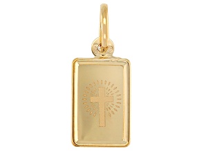 24k Yellow Gold 1g Ingot with Cross Stamp and 10k Yellow Gold Frame