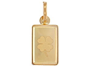 24k Yellow Gold 1g Ingot with Clover Motif and 10k Yellow Gold Frame