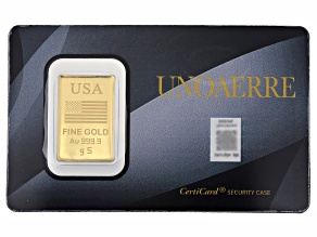 24k Yellow Gold 5g Ingot with Reversible United States of America Flag and Eagle Design Blister Pack