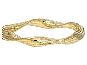 10k Yellow Gold Ribbon Torchon Stretch Bangle Bracelet