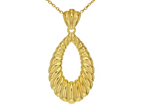 10k Yellow Gold Croissant Teardrop Necklace