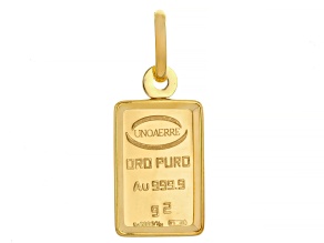 24k Yellow Gold 2g Ingot Pendant With 10k Yellow Gold Frame