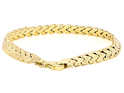 10k Yellow Gold Diamond Cut Chevron Bracelet