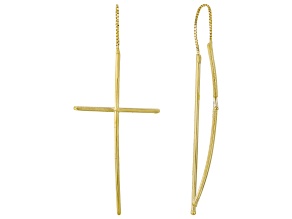 10k Yellow Gold Threader Cross Earrings