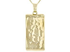 10k Yellow Gold Hammered Dog Tag Pendant with Chain