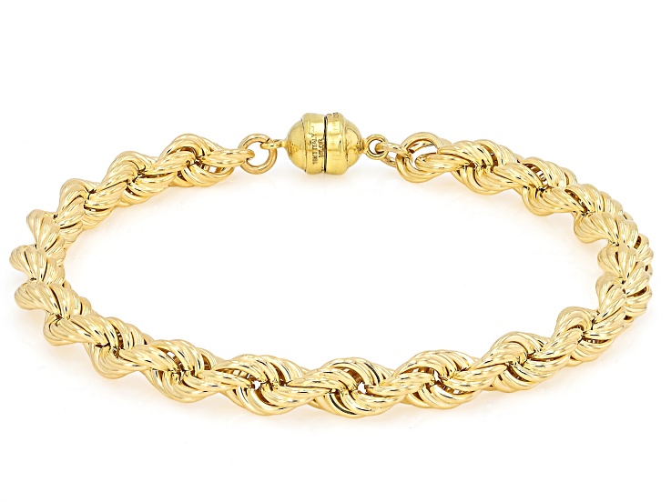 10k Yellow Gold 5.7mm Rope Bracelet with Magnetic Closure - AU2666