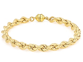 10k Yellow Gold 5.7mm Rope Bracelet with Magnetic Closure