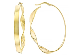 14k Yellow Gold with Sterling Silver Core 1.5" Twisted Hoop Earrings