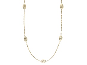 10k Yellow Gold Oval Diamond Cut Station Necklace