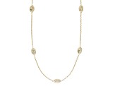10k Yellow Gold Oval Diamond Cut Station Necklace