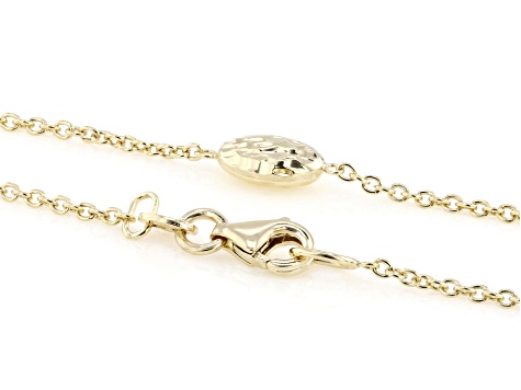 10k Yellow Gold Oval Diamond Cut Station Necklace