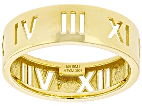 10k Yellow Gold Roman Numeral Band Ring