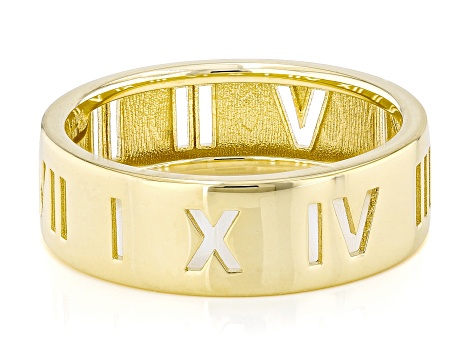 10k Yellow Gold Roman Numeral Band Ring