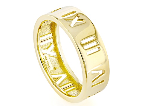 10k Yellow Gold Roman Numeral Band Ring
