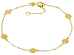 10k Yellow Gold Heart Station 7-8" Bracelet