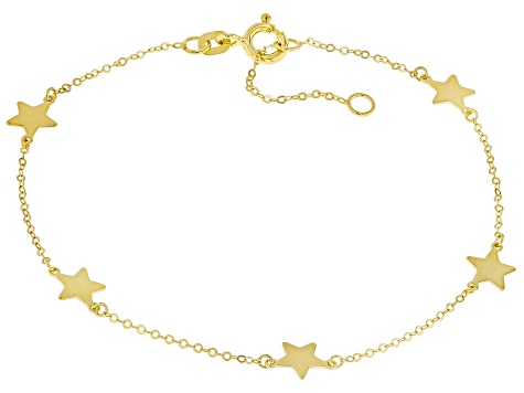 10k Yellow Gold Star Station 7-8" Bracelet