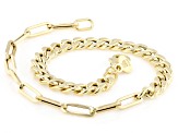 10k Yellow Gold 4.65mm Curb and Paperclip Mixed Link Bracelet