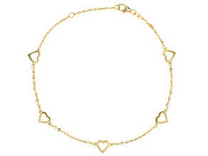 10k Yellow Gold Heart Station Anklet