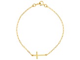 10k Yellow Gold 1.42mm Paperclip Cross Bracelet