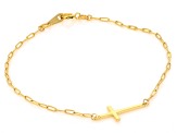10k Yellow Gold 1.42mm Paperclip Cross Bracelet