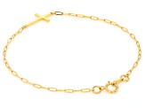 10k Yellow Gold 1.42mm Paperclip Cross Bracelet