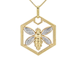 10k Gold Two-Tone Bee Pendant with Chain