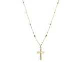 10k Yellow Gold Cross and Bead Station 16-18" Necklace