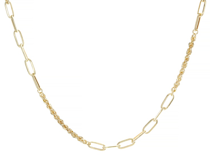 10k Yellow Gold 3mm Paperclip and Rope Mixed 20