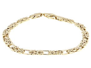 10k Yellow Gold 5mm Byzantine and Oval Mixed Link Bracelet