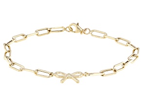 10k Yellow Gold 3.5mm Paperclip and Bow Bracelet
