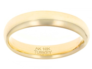 10k Yellow Gold 4mm Chevron Diamond Cut Band Ring