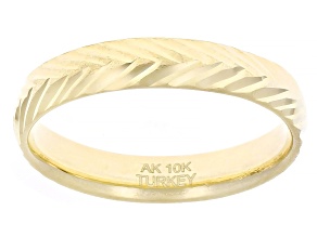 10k Yellow Gold 4mm Chevron Diamond Cut Band Ring