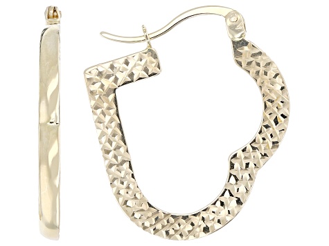 14k Yellow Gold Heart Hoop Earrings