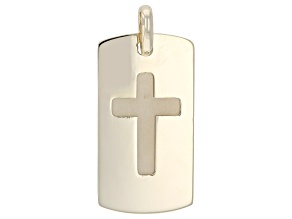 10k Yellow Gold Dog Tag Pendant with Center Cross