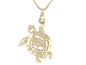 10k Yellow Gold Turtle Pendant with Chain