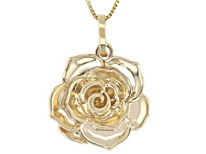 10k Yellow Gold Rose Pendant with Chain