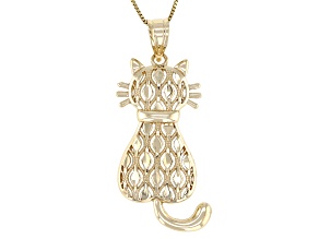10k Yellow Gold Cat Pendant with Chain