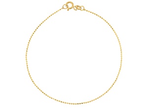 14k Yellow Gold 1mm Diamond Cut Bead 7.25" Bracelet