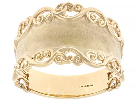 14k Yellow Gold Lace Satin Band Ring