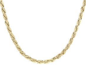 6K Yellow Gold Polished 4mm Flat Rope Chain Necklace - 20 Inch