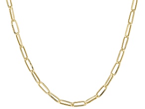 6K Yellow Gold Polished 3mm Paperclip Chain Necklace - 20 Inch